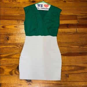 Express Green & Beige Bandage dress